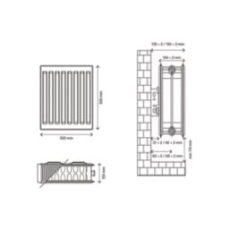 Flomasta 500mm x 500mm 2511BTU White Type 22 Convector Radiator