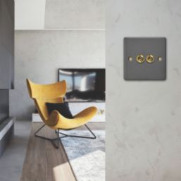 Varilight  10A 2-Gang 2-Way Light Switch  Graphite Grey with Colour-Matched Inserts