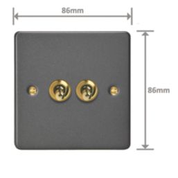 Varilight  10A 2-Gang 2-Way Light Switch  Graphite Grey with Colour-Matched Inserts