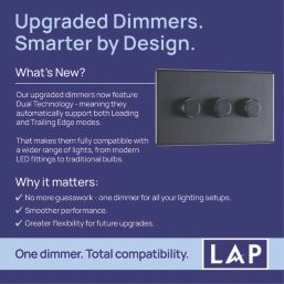LAP  3-Gang 2-Way LED Dimmer Switch  Black Nickel with Colour-Matched Inserts