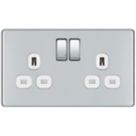 Refurb LAP  13A 2-Gang DP Switched Sockets Polished Chrome  with White Inserts 5 Pack