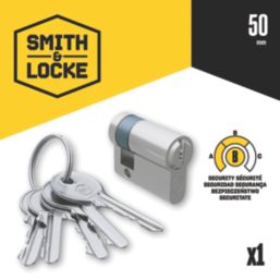 Smith & Locke 6-Pin Cylinder Lock 50mm Satin Nickel