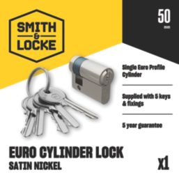 Smith & Locke 6-Pin Cylinder Lock 50mm Satin Nickel
