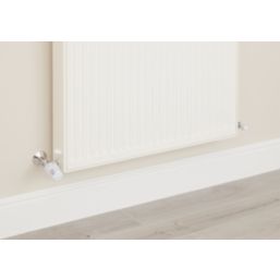 1/2" x 15mm White/Chrome Angled & L/S Modern Thermostatic Radiator Valve & Lockshield