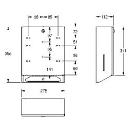 Rodan Paper Towel Dispenser Wall-Mounted Stainless Steel 355mm x 275mm
