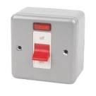 MK Metalclad Plus 32A 1-Gang DP Metal Clad Control Switch with Neon with White Inserts