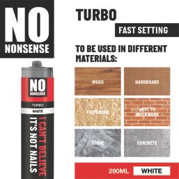 No Nonsense I Can't Believe It's Not Nails Solvent-Free Multi-Purpose Turbo Adhesive White 290ml