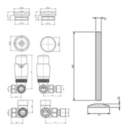 ETAL Danva 15mm x 1/2" Anthracite Corner & L/S Modern Thermostatic Radiator Valve & Lockshield