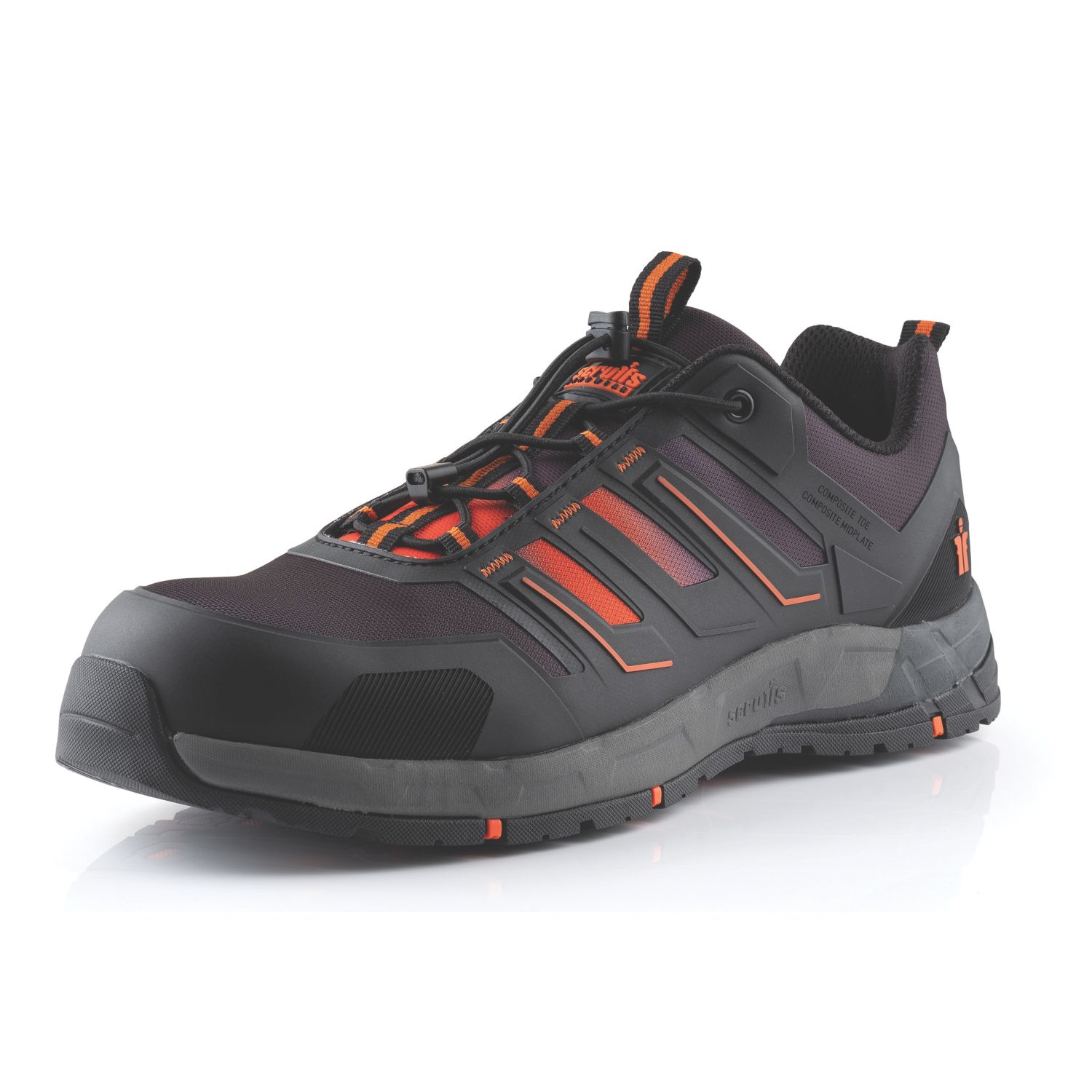 Scruffs Air Size 8 Black/Orange Water-Resistant Safety Trainers (318FW)
