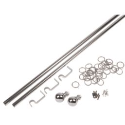 Cooke & Lewis Polished Chrome Curtain Pole Set 28mm x 1.8 - 3.2m