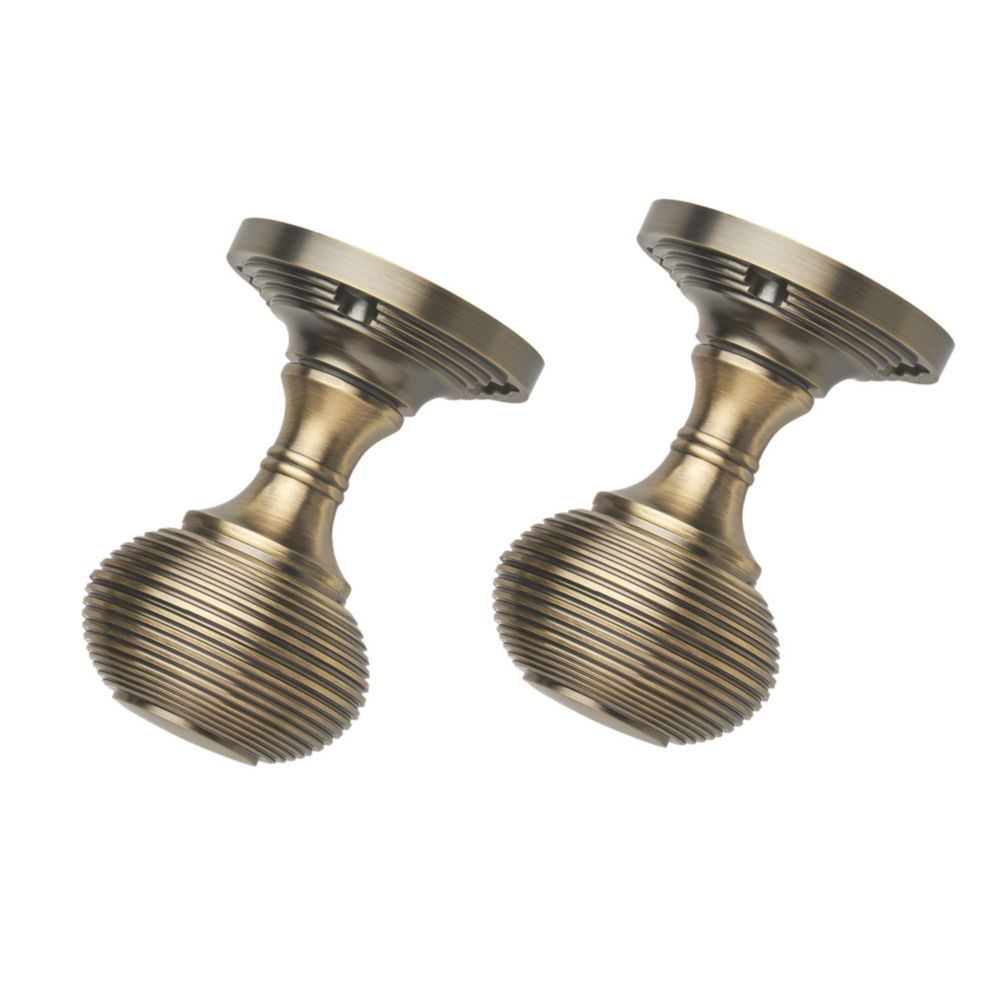 Designer Levers Beehive Door Knob Pair Antique Brass 60mm Screwfix