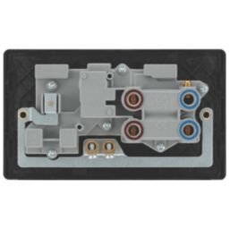 British General Evolve 45A 2-Gang 2-Pole Cooker Switch & 13A DP Switched Socket Polished Black with LED with Black Inserts