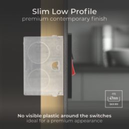 British General Evolve 45A 2-Gang 2-Pole Cooker Switch & 13A DP Switched Socket Polished Black with LED with Black Inserts