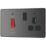 British General Evolve 45A 2-Gang 2-Pole Cooker Switch & 13A DP Switched Socket Polished Black with LED with Black Inserts