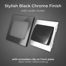 British General Evolve 20A 16AX 1-Gang 2-Way Wide Rocker Light Switch  Black Chrome