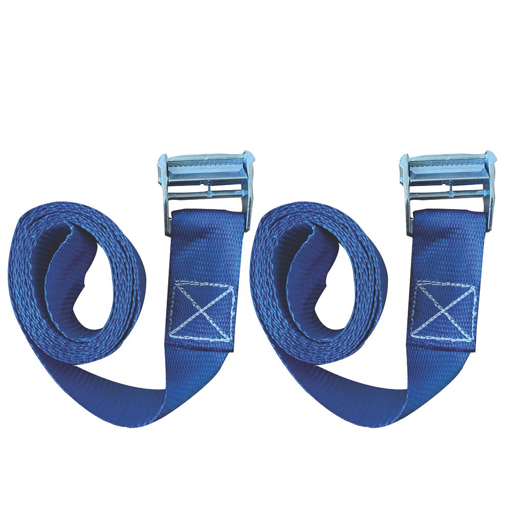 25mm 2.5 Meters Metal Cam Buckle Tie Down Strap Heavy Duty Luggage Load  Securing - Blue, 2.5m 