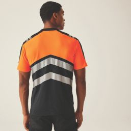 Regatta Hi-Vis XPro Short Sleeve T-Shirt Black/Orange 3X Large 51" Chest