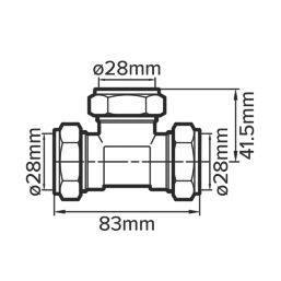 Flomasta  Brass Compression Equal Tee 28mm