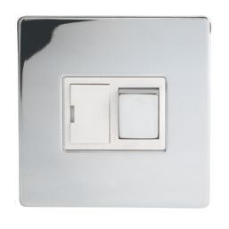 LAP  13A Switched Fused Spur  Polished Chrome with White Inserts