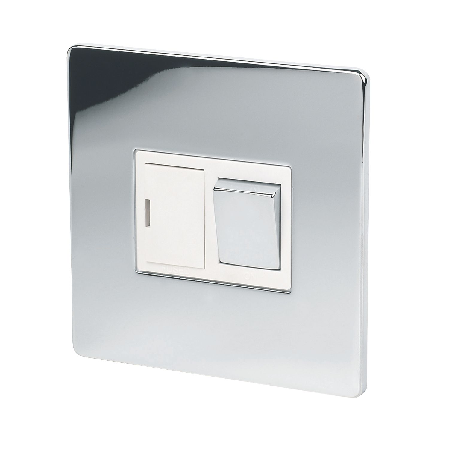 LAP 13A Switched Fused Spur Polished Chrome with White Inserts (31990)