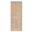 Unfinished Oak Wooden 4-Panel Internal Fire Victorian-Style Door 1981mm x 686mm