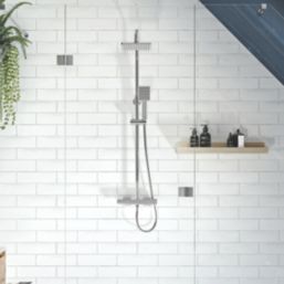 Gainsborough Square Dual Outlet HP Rear-Fed Exposed Chrome Thermostatic Cool Touch Mixer Shower