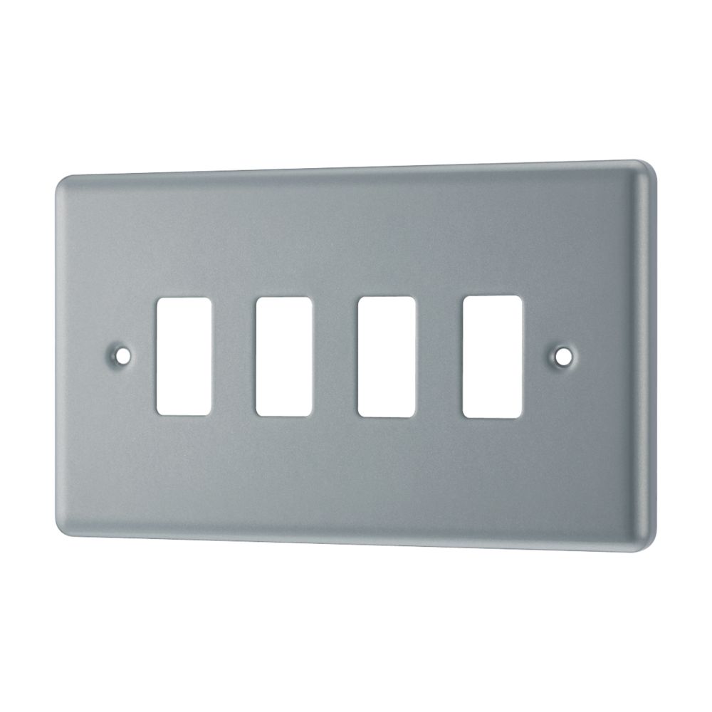 British General Nexus Metal Grid 4-Module Grid Faceplate Grey