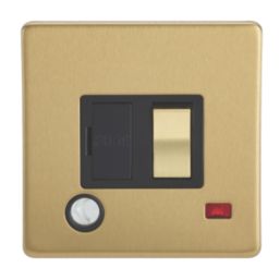 Contactum Lyric 13A Switched Fused Spur & Flex Outlet with Neon Brushed Brass with Black Inserts