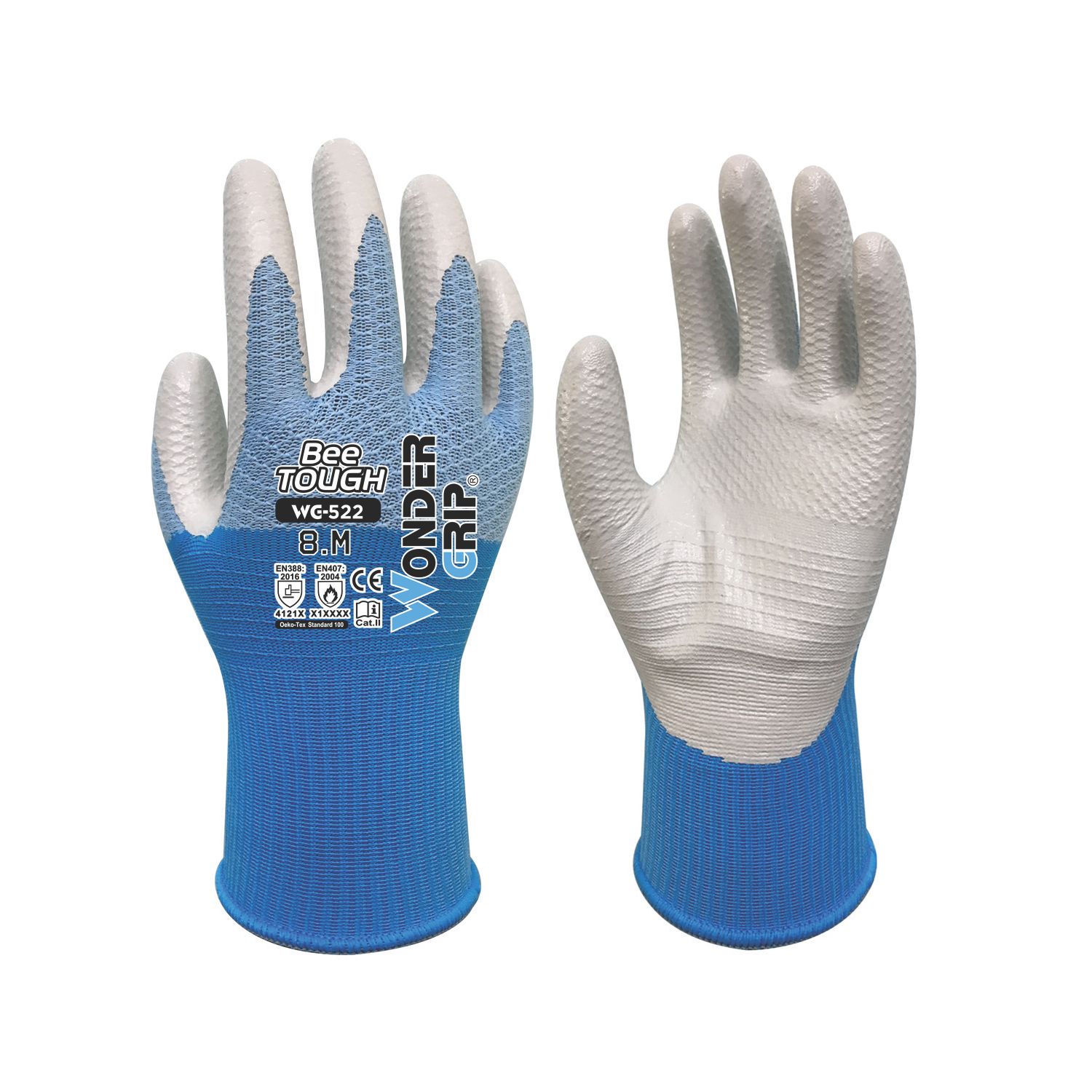 Wonder Grip WG-522W Bee-Tough Gloves Blue/White Medium (319VJ)