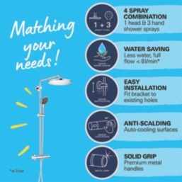 Grohe Vitalio Joy 310 HP Rear-Fed Exposed Chrome Thermostatic Shower System