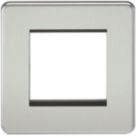 Knightsbridge Screwless 2-Module Modular Faceplate Polished Chrome
