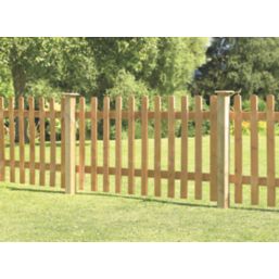 Forest Pale Picket  Fence Panels Golden Brown 6' x 3' Pack of 10