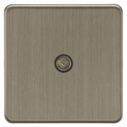 Knightsbridge Screwless 1-Gang Coaxial TV Socket Antique Brass