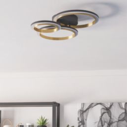 Eglo Calliera LED Ceiling Light Black / Brass 20W 2500lm