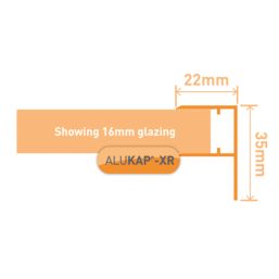 ALUKAP-XR Silver 16mm F-Section Glazing Bar 4000mm x 20mm