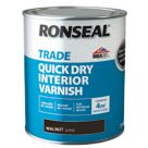 Ronseal 750ml Walnut Satin Water-Based Interior Wood Varnish