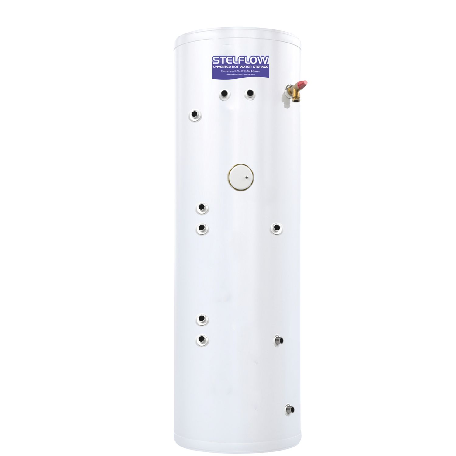 RM Cylinders Stelflow Indirect Unvented High Gain Twin Coil Hot Water Cylinder 250Ltr 3kW (320PG)