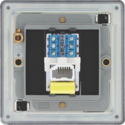 LAP  1-Gang Master Telephone Socket Matt Black with Colour-Matched Inserts