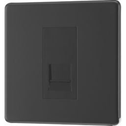 LAP  1-Gang Master Telephone Socket Matt Black with Colour-Matched Inserts