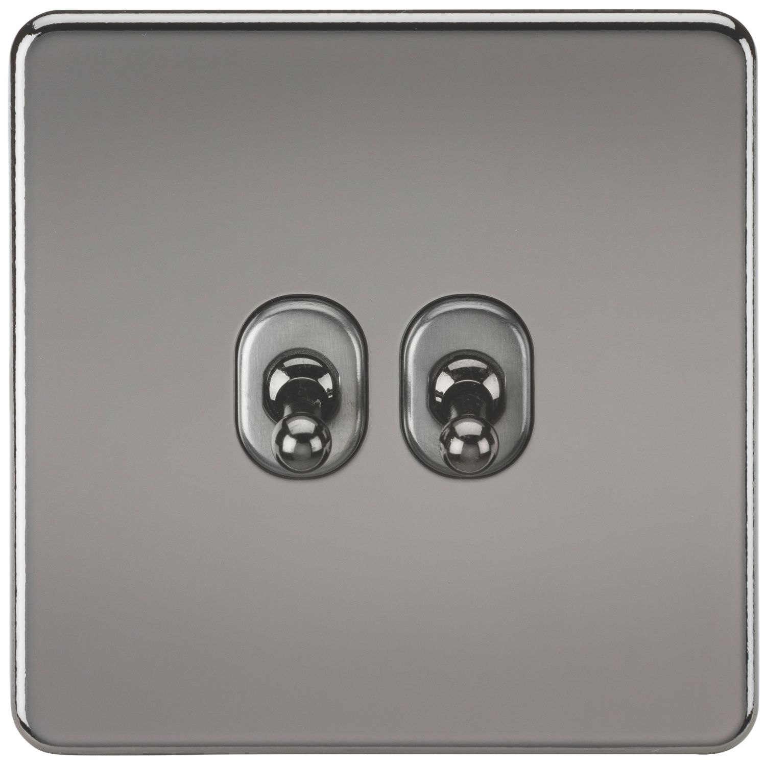 Knightsbridge 10AX 2-Gang 2-Way Light Switch Black Nickel (320VF)