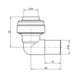 ETAL  Brass Push-Fit Equal 90° Anthracite Stem Elbow 15mm 2 Pack