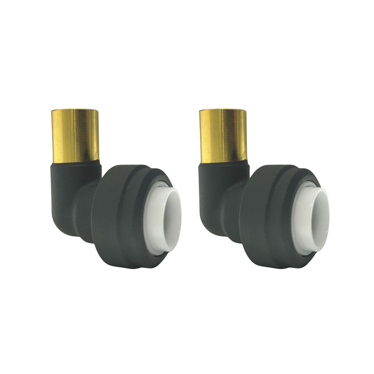 ETAL Brass Push-Fit Equal 90° Anthracite Stem Elbow 15mm 2 Pack (320YU)