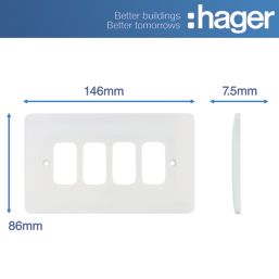 Hager Sollysta WMGP3 3-Module Grid Faceplate White