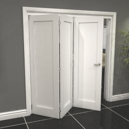 Green & Taylor 1-Panel Roomfold 3-Door Primed White Wooden Shaker Internal Bi-Fold Doors 2060mm x 1905mm