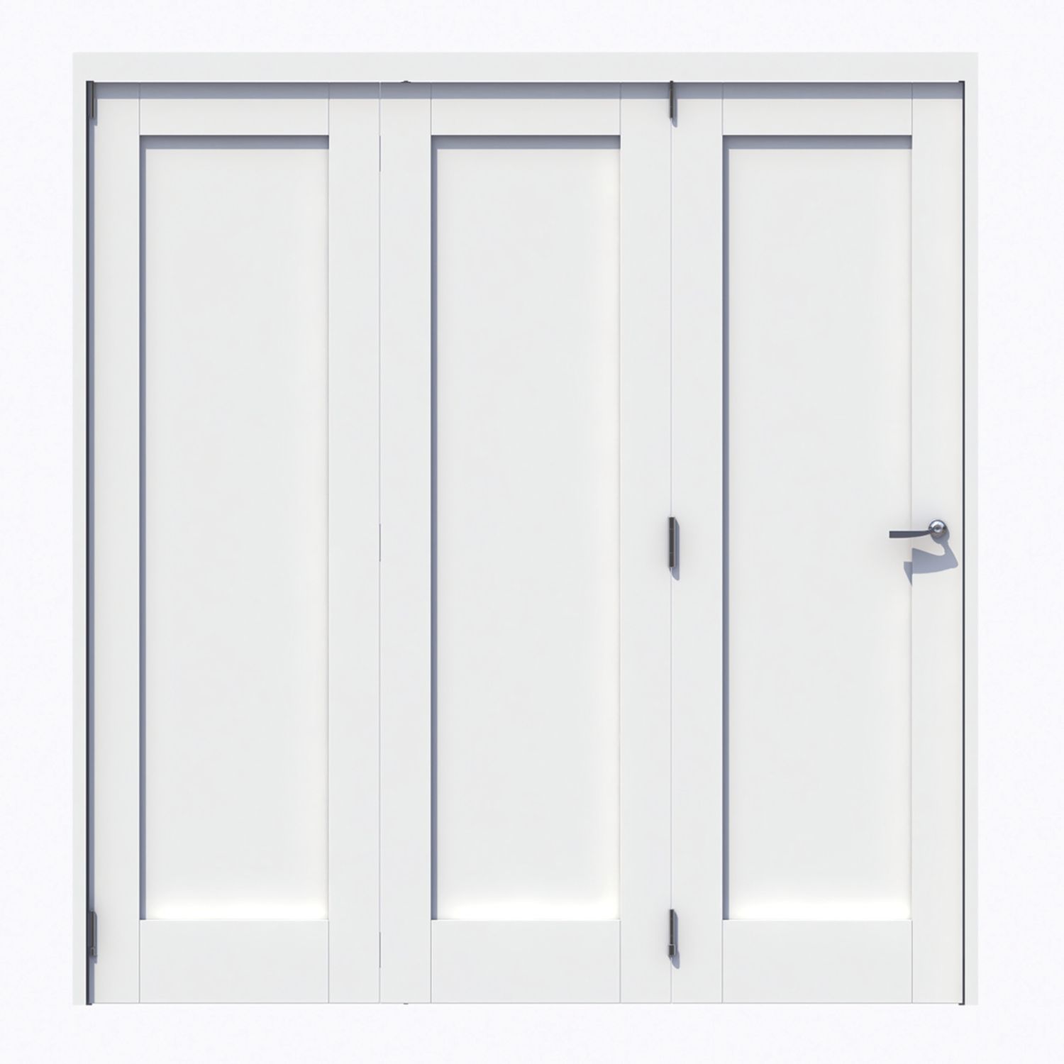 Green & Taylor 1-Panel Roomfold 3-Door Primed White Wooden Shaker Internal Bi-Fold Doors 2060mm x 1905mm (321CT)