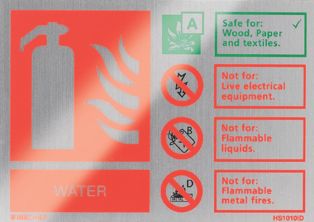 Firechief Non Photoluminescent "Water" Fire Safety Sign 150mm x 100mm