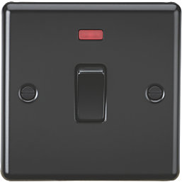 Knightsbridge  20A 1-Gang DP Control Switch Matt Black with Neon with Black Inserts