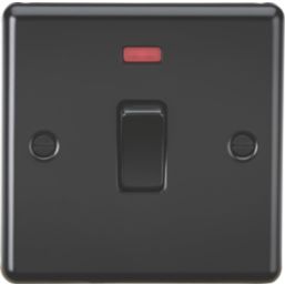 Knightsbridge  20A 1-Gang DP Control Switch Matt Black with Neon with Black Inserts