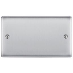 British General Nexus Metal 2-Gang Blanking Plate Brushed Steel