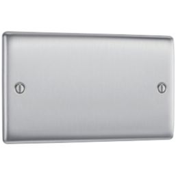 British General Nexus Metal 2-Gang Blanking Plate Brushed Steel